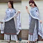 Pankaj black & white collections pallazo with Dupatta